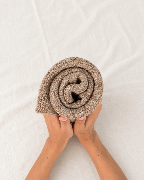 Manta bebé 100% Alpaca Algodón Tejida a Mano | Duna