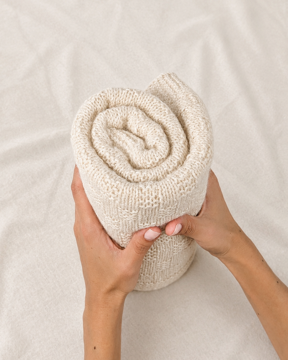Manta bebé 100% Baby Alpaca Tejida a Mano | Alba